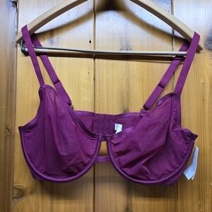 Auden Women's Mesh Unlined Demi Bra Maroon Sizes 36D, 36B, 34D